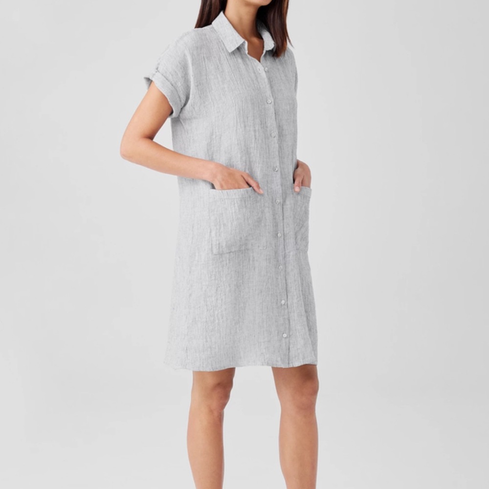 Eileen Fisher Soft Gray Button-Down Dress